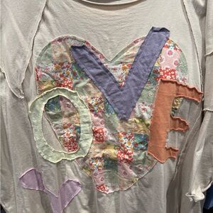 Easel Colorful Heart Patchwork T-Shirt NWT